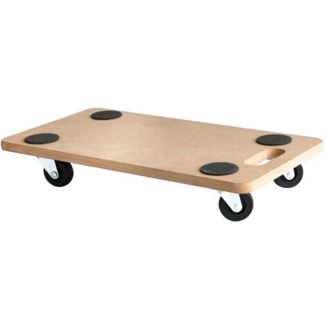 Silverline – Chariot plateforme 150 kg en bois – Dimensions 300 x 500 mm – Quatre roulettes résistantes – Poignée intégrée – 647896