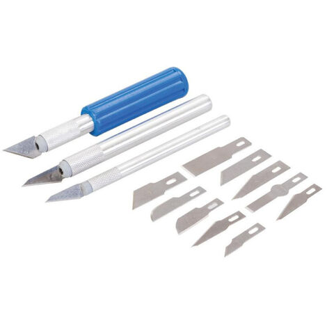 Silverline – Coffret de couteaux 16 pièces – 3 manches aluminium – 11 scalpels ultra-tranchants – Coffret de rangement avec bande magnétique