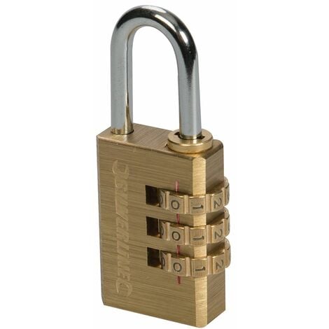 Silverline Combination Padlock Brass - 3-Digit