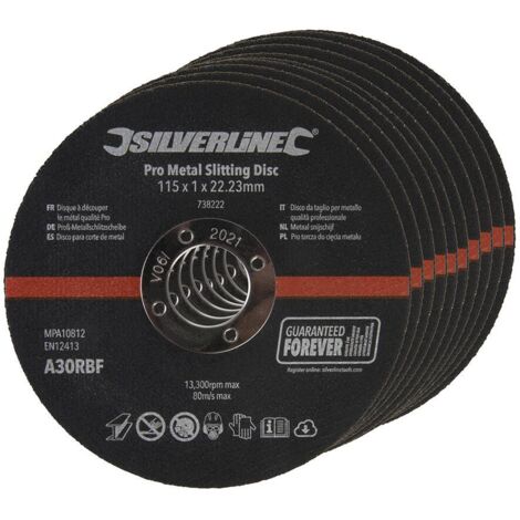 Silverline Dischi da taglio per metallo qualita' professionale 10 p.zi 115 x 1 x 22,23 mm