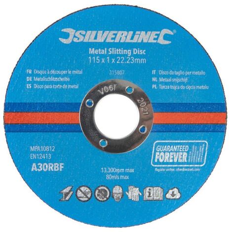 Silverline - Dischi da taglio per smerigliatrice conf. 10 p.zi 115 x 1 x 22,23 mm per metallo