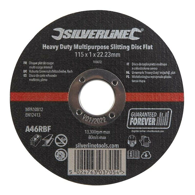 Silverline - Disco da taglio piatto multiuso a sollecitazione severa 115 x 1 x 22, 23 mm