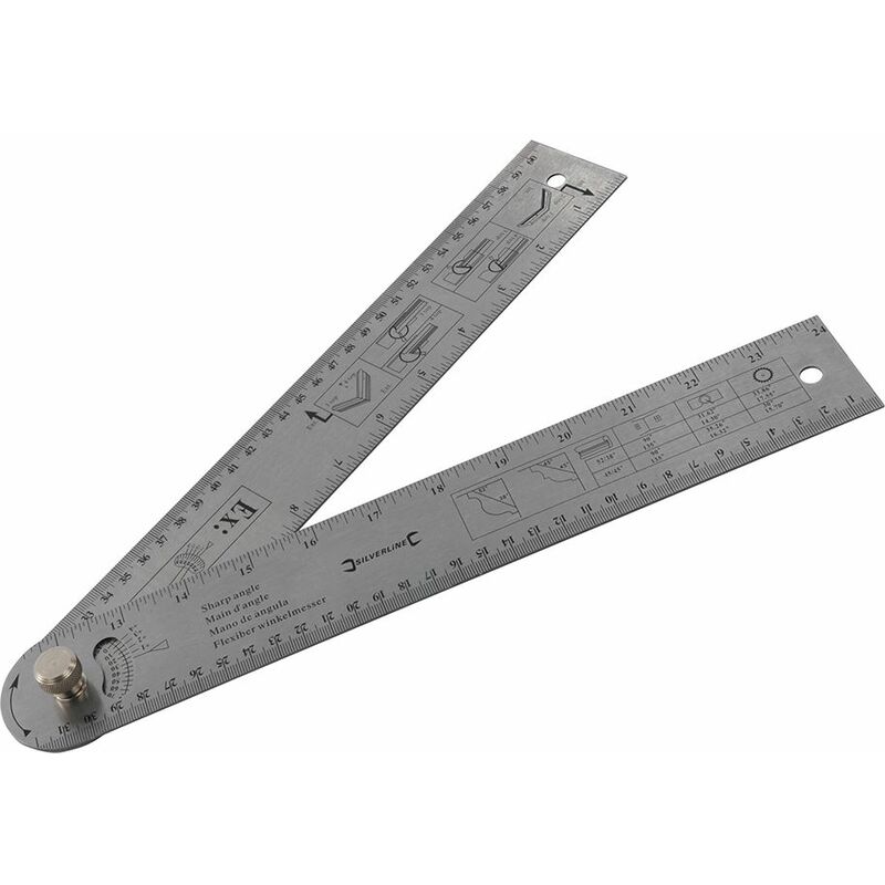 Easy Angle Protractor Rule - 600mm - Silverline