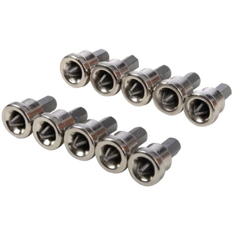Silverline – Embouts pour visseuse PZD n°2 – Lot de 10 embouts en acier chrome-vanadium – Butée de profondeur intégrée – 950128