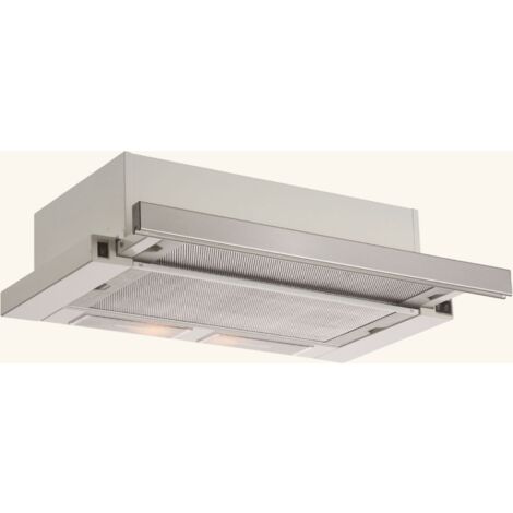 Silverline – Hotte casquette encastrable inox 60 cm – Débit d'air max 400 m3/h – Niveau sonore max 54 dB – Éclairage LED 2 x 28 W