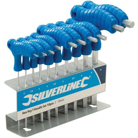 Silverline Innensechskant-Stiftschlüssel mit Quergriffen, 10-tlg. Satz 2–10 mm