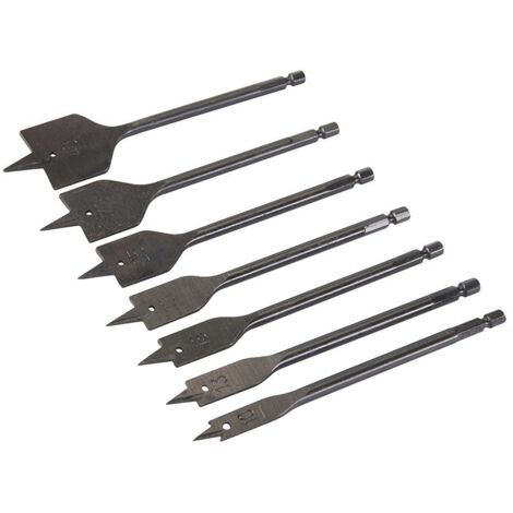 Silverline – Jeu de 7 mèches plates pour perceuse – Longueur 10-40 mm – Acier carbone trempé – Queue 6 pans pour perçage rapide