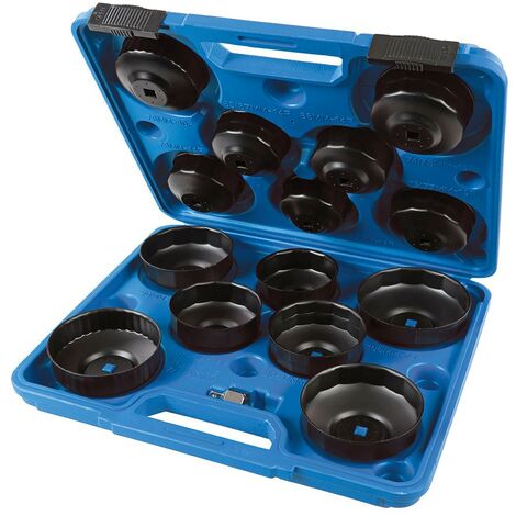 Silverline Kit de cloches pour filtres à huile, 15 pcs 65 - 93 mm