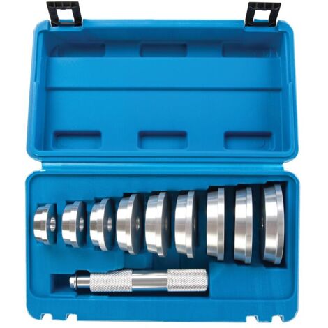 Silverline – Kit d'outils pour montage de roulements et joints – 10 pièces en aluminium – Bagues de frappe 40 à 81 mm – Mallette rigide incluse