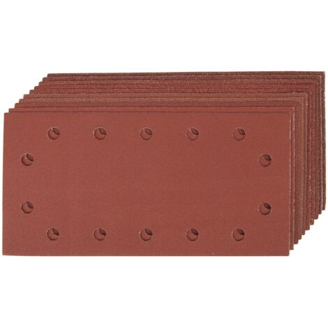 Silverline – Lot de 10 feuilles abrasives auto-agrippantes perforées 115x230mm – Grains 60/80/120/240 – Pour ponceuses 1/2 feuille – 538991