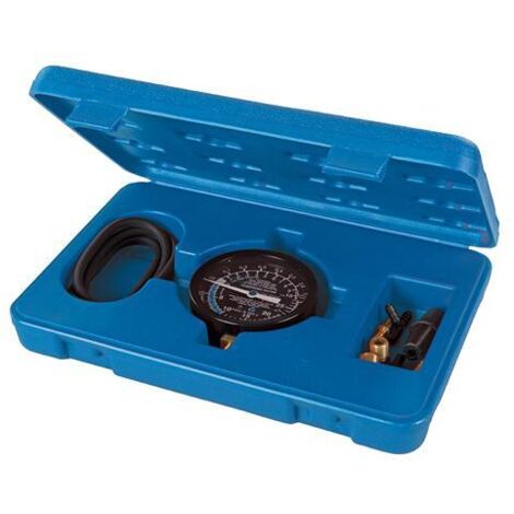Silverline – Manomètre de pression et de vide 80 mm – Coque antichocs en caoutchouc – Long tuyau flexible et adaptateurs en laiton inclus