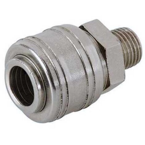 Silverline – Coupleur rapide 1/4 mâle pour compresseur – Filetage plomberie – Matériau durable – Connexion rapide pour systèmes pneumatiques