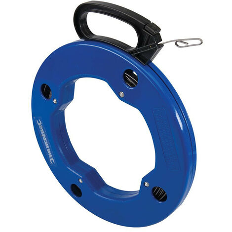 Silverline – Ruban de tirage aiguille tire fil d'électricien 30m – Acier à ressort souple – Œillet pour passage facile dans gaines – Usage professionnel