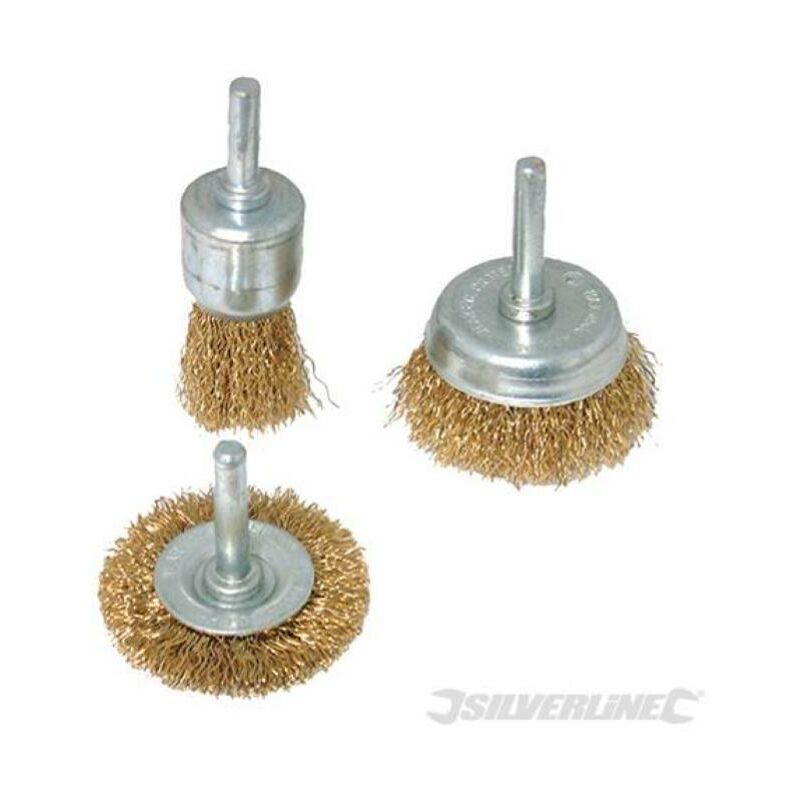 Image of Set di spazzole e spazzole a tazza in acciaio ottonato 3 p.zi - Silverline