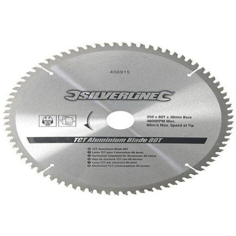 Silverline Tools 456915 - TCT per Disco di Alluminio, 80 Denti (250 x 30 - Anelli 25, 20 e 16 mm)