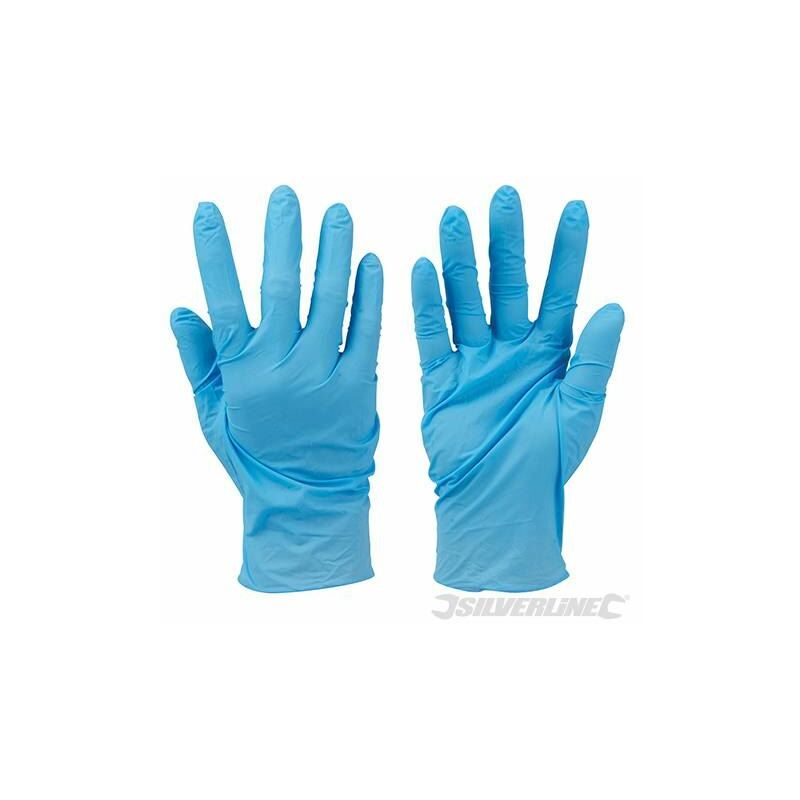 Silverline Disposable Nitrile Gloves Powder-Free 100pk Blue L 10 279250