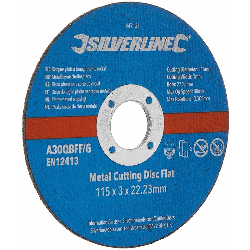 Silverline - Metal Cutting Discs Flat 10pk 115 x 3 x 22.23mm 447131