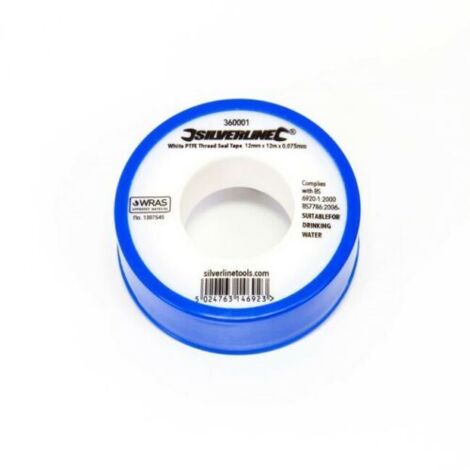 Silverline White PTFE Tape 12mm x 12m