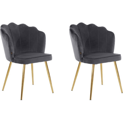 Silvia-Ensemble de 2 chaises de salle à manger rembourrées en gris velours