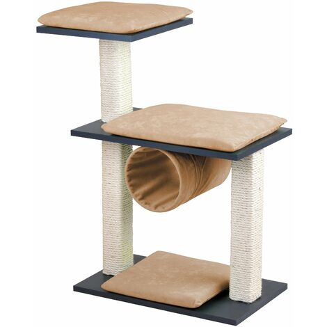 Silvio Design Katzen-Kratzstamm Cosy anthrazit, Kissen creme, ca. 36x80x86 cm