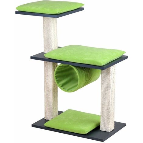 Silvio Design Katzen-Kratzstamm Cosy anthrazit, Kissen grün, ca. 36x80x86 cm
