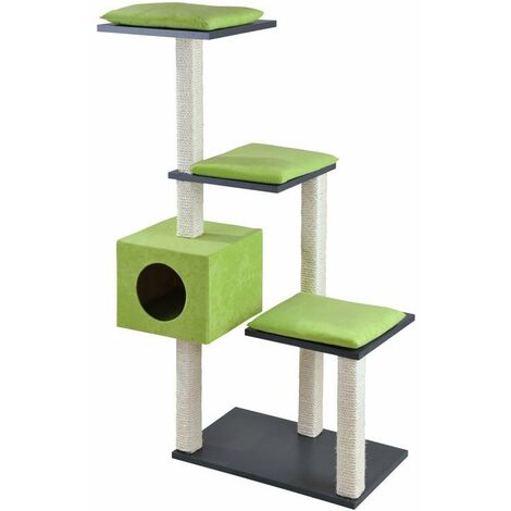 Silvio Design Katzen-Stufenboy Cosy anthrazit, Kissen grün, ca. 36x80x126 cm