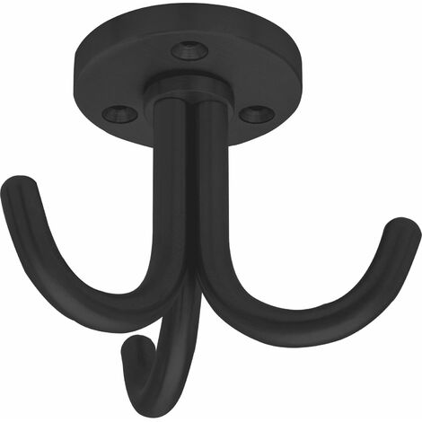 Simausrom Dreifach Haken Canis drehbar, Höhe 59mm - Decken Kleiderhaken mit 3 Haken - Decken Haken, Stahl schwarz