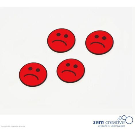 Simbolo magnetico smiley :-( 30 mm rosso 25 pz.