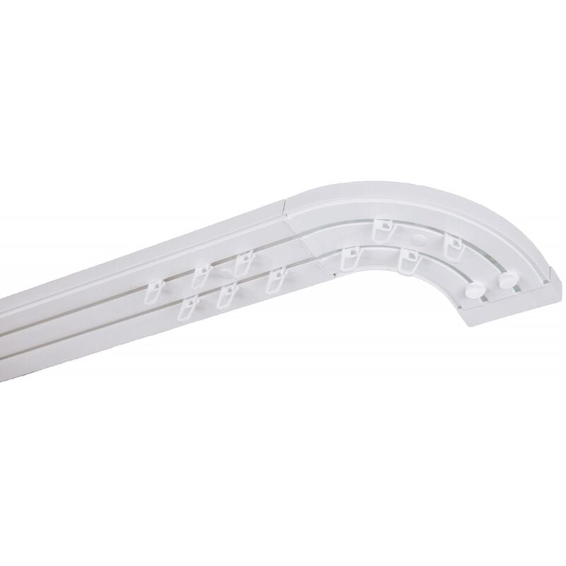 Monmobilierdesign - simi Rail de plafond tringle en pvc pour rideaux à crochets Blanc Double rail courbé 360 cm