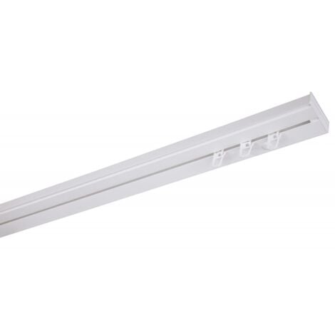 SIMI Rail de plafond tringle en PVC pour rideaux à crochets Blanc Monorail droit 200 cm