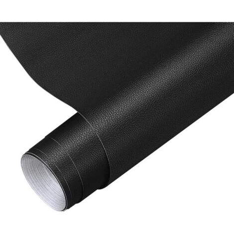 Simili Cuir Autocollant 40 x 150 cm, Kit Reparation Cuir pour Canapés, Sièges de voiture, Meubles - Noir