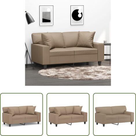 Similpelle -  Divano a 2 Posti con Cuscini Cappuccino 120 cm in Similpelle