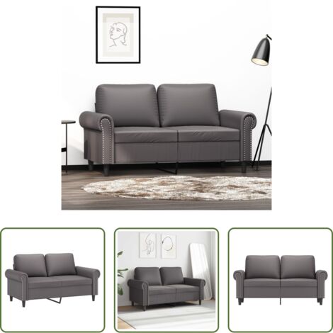 Similpelle -  Divano a 2 Posti Grigio 120 cm in Similpelle