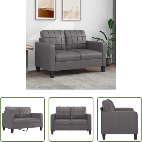 Similpelle -  Divano a 2 Posti Grigio 120 cm in Similpelle