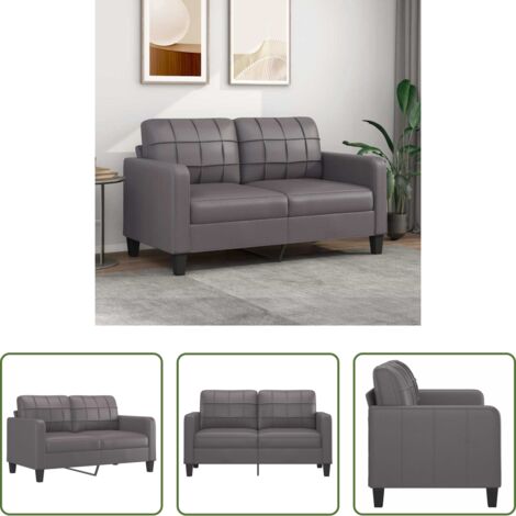 Similpelle -  Divano a 2 Posti Grigio 140 cm in Similpelle