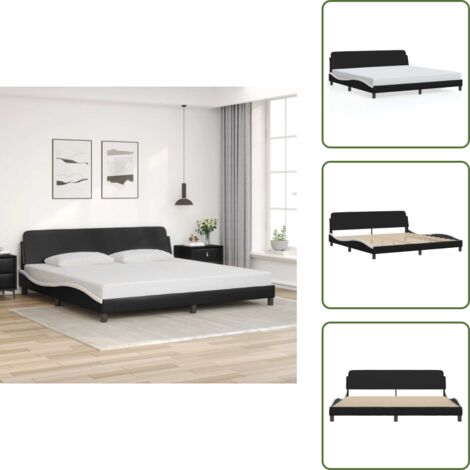 Similpelle per letto - vidaXL Giroletto Dover Bianco e Nero 200x200 cm in Similpelle - Letto con gambe