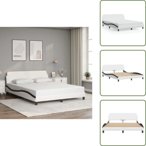 Similpelle per letto - vidaXL Giroletto Dover Nero e Bianco 160x200 cm in Similpelle - Letto con gambe