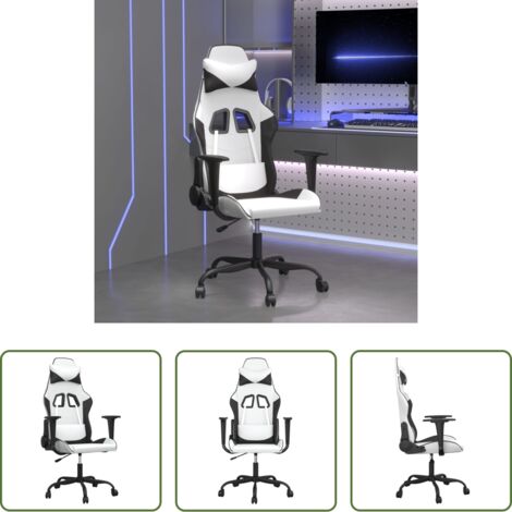 Similpelle -  Sedia da Gaming Bianco e Nero in Similpelle