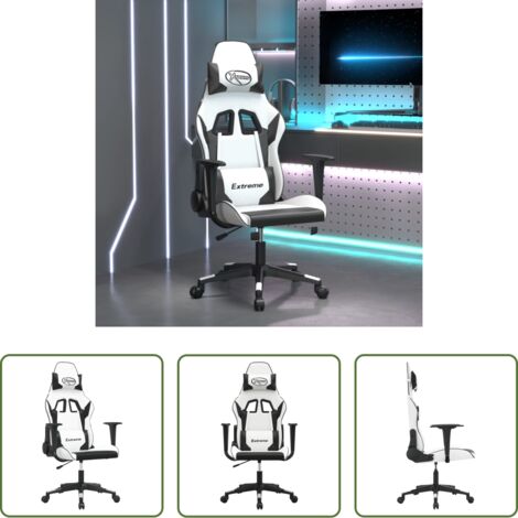 Similpelle -  Sedia da Gaming Bianco e Nero in Similpelle