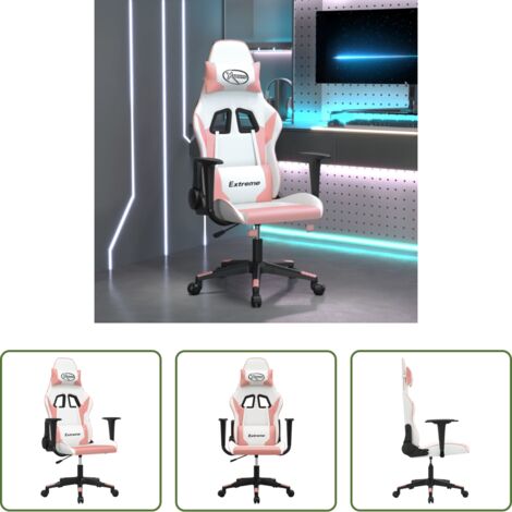 Similpelle -  Sedia da Gaming Bianco e Rosa in Similpelle