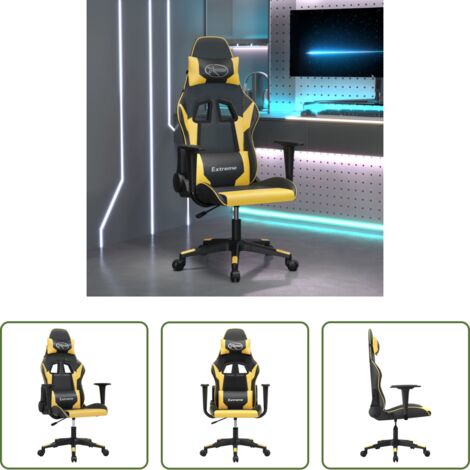 Similpelle -  Sedia da Gaming Nera e Oro in Similpelle