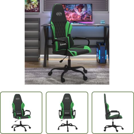 Similpelle - Sedia da Gaming Nera e Verde in Similpelle