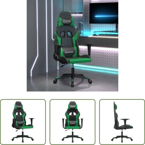 Similpelle -  Sedia da Gaming Nera e Verde in Similpelle