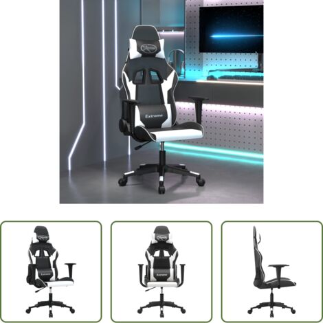 Similpelle -  Sedia da Gaming Nero e Bianco in Similpelle