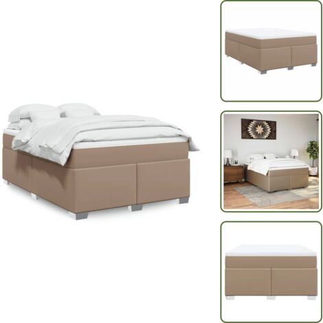 Similpelle - vidaXL Giroletto a Molle con Materasso Cappuccino 140x190cm Similpelle - Materasso cappuccino