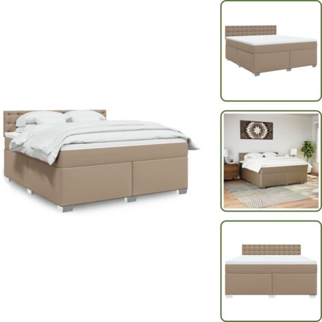 Similpelle - vidaXL Giroletto a Molle con Materasso Cappuccino 180x200cm Similpelle - Letto con materasso