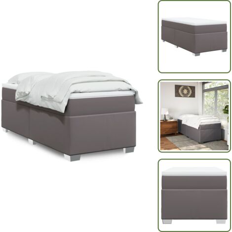 Similpelle - vidaXL Giroletto a Molle con Materasso Grigio 100x200 cm in Similpelle - Materasso morbido