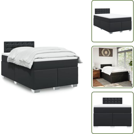 Similpelle - vidaXL Giroletto a Molle con Materasso Nero 120x190 cm in Similpelle - Materasso con molle