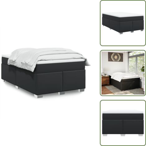 Similpelle - vidaXL Giroletto a Molle con Materasso Nero 120x190 cm in Similpelle - Materasso con molle