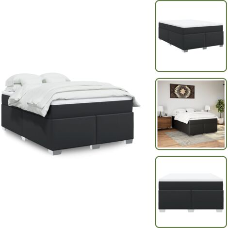Similpelle - vidaXL Giroletto a Molle con Materasso Nero 140x190 cm in Similpelle - Materasso con molle